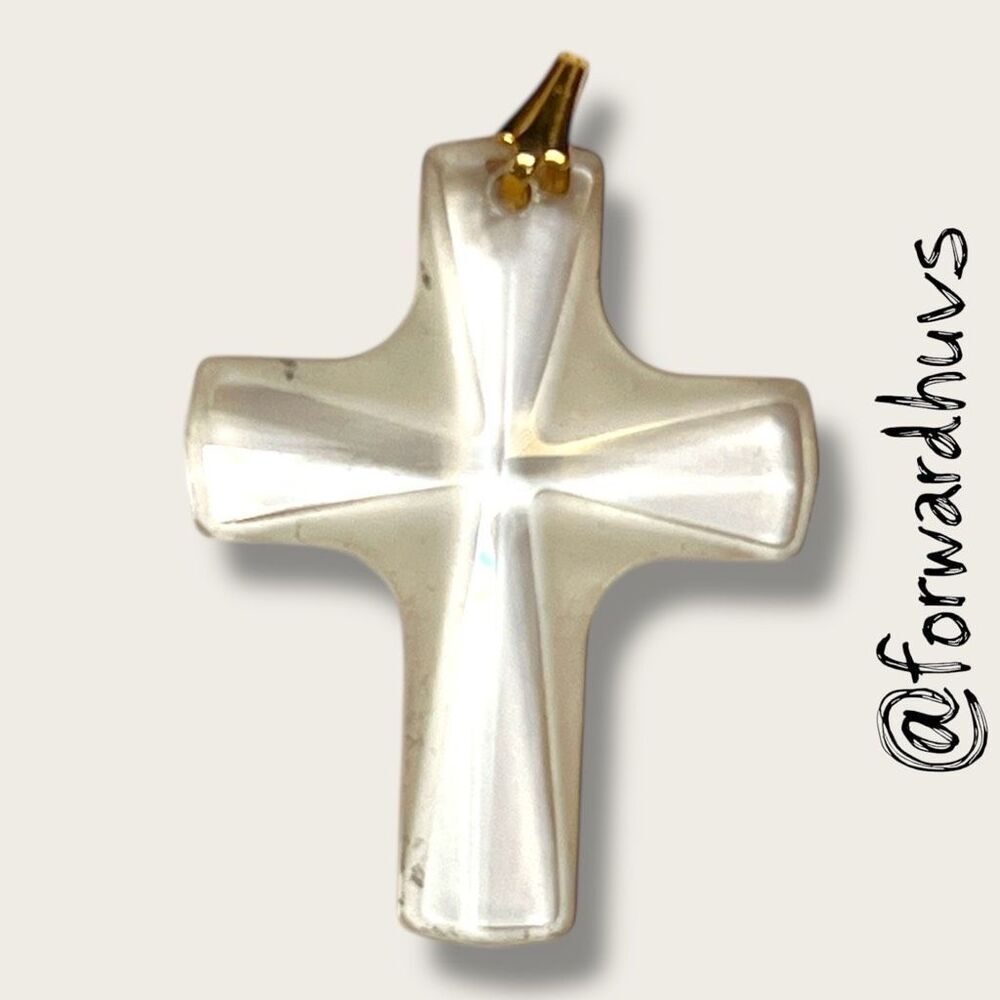 Crystal Cross Pendant – Gold Tone Vintage Bale – Subtle Inclusions